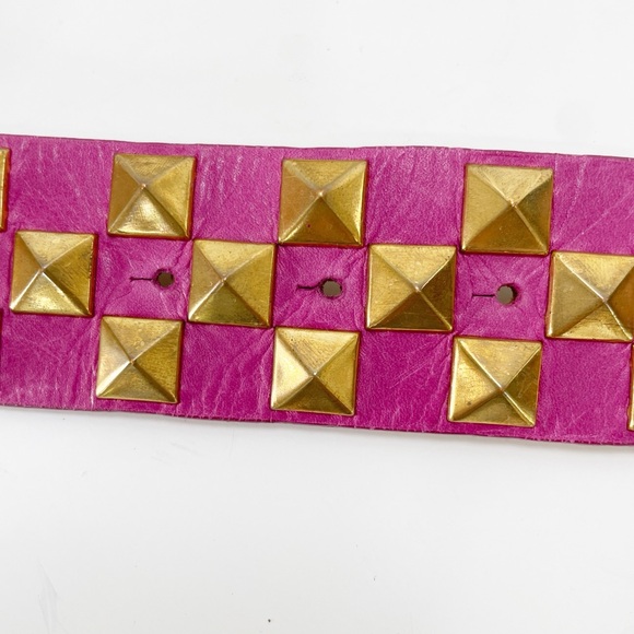 Streets Ahead Studded Leather Roger Belt Pink Gold Large Rare - Picture 8 of 16